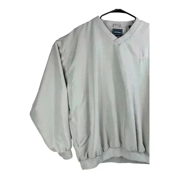 BOLLE Golf Windbreaker Pullover Mens LARGE Beige Khaki Waterproof Nylon V Neck - Picture 3 of 14